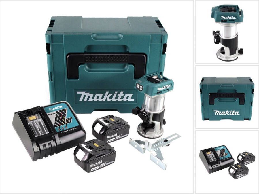 Makita DRT 50 RMJ accu multifunctionele bovenfrees borstelloos 18V + 2x accu 4.0 Ah + snellader in Makpac 3