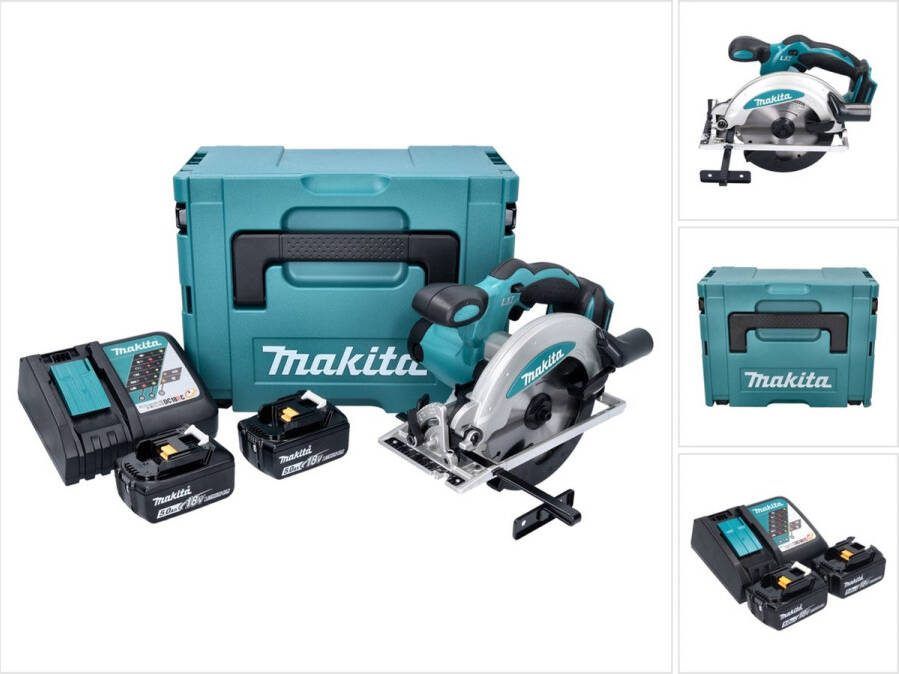 Makita DSS 610 RTJ accu cirkelzaag 18 V 165 mm + 2x accu 5.0 Ah + lader + Makpac