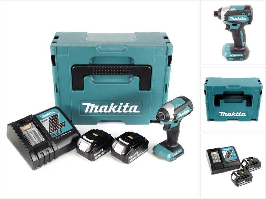 Makita DTD 153 RFJ accu-slagmoersleutel 1 4 18V 170Nm borstelloos + 2x oplaadbare batterijen 3.0 Ah + snellader in Makpac 2