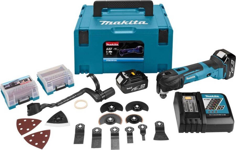 Makita DTM51RMJX3 18V Li-Ion Accu multitool set (2x4.0AH accu) + 42 accessoires Snelwissel