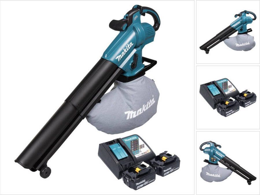 Makita DUB 187 RM2 accu bladblazer en bladzuiger 18 V borstelloos + 2x accu 4.0 Ah + lader