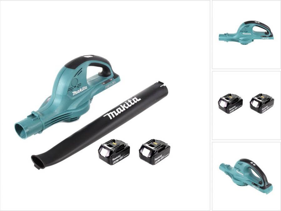 Makita DUB 361 M 2x 18 V 36 V accu bladblazer blazer + 2x BL 1840 B 4 Ah 4000 mAh accu