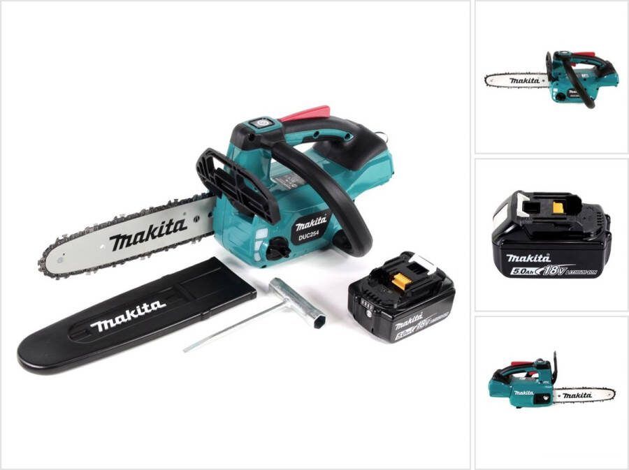 Makita DUC 254 T1 accu-kettingzaag 18 V 25 cm borstelloos + 1x accu 5.0 Ah zonder oplader