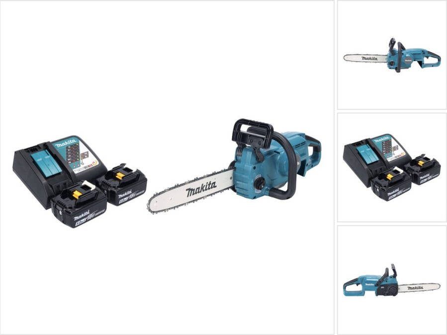 Makita DUC 357 RT2X2 Accu-kettingzaag 18 V 35 cm 7 m s Borstelloos + 2x accu 5.0 Ah + lader
