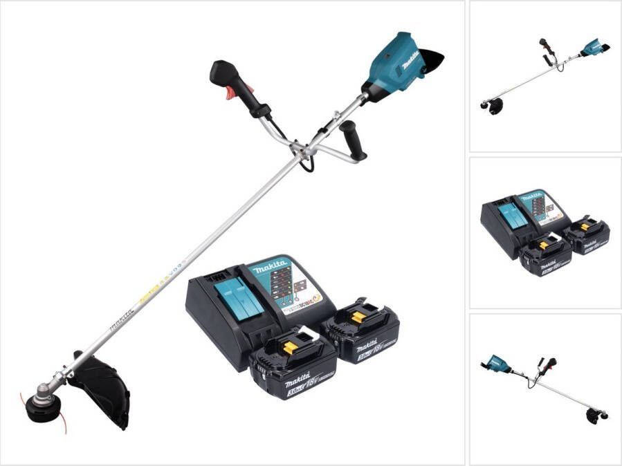 Makita DUR 369 ARF2 accu bosmaaier 36 V ( 2x 18 V ) 43 cm borstelloos + 2x accu 3.0 Ah + lader