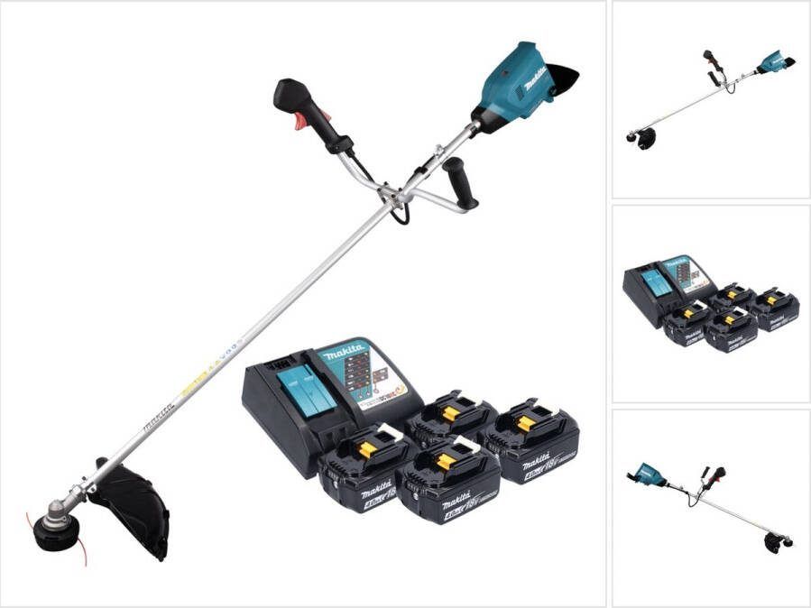 Makita DUR 369 ARM4 accu bosmaaier 36 V ( 2x 18 V ) 43 cm borstelloos + 4x accu 4.0 Ah + lader