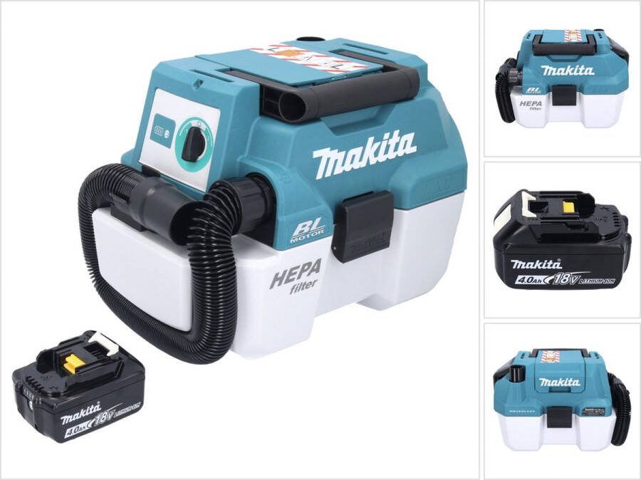 Makita DVC 750 LM1 accu stofzuiger LXT 18 V 67 mbar 7 5 l borstelloos + 1x oplaadbare accu 4.0 Ah zonder lader
