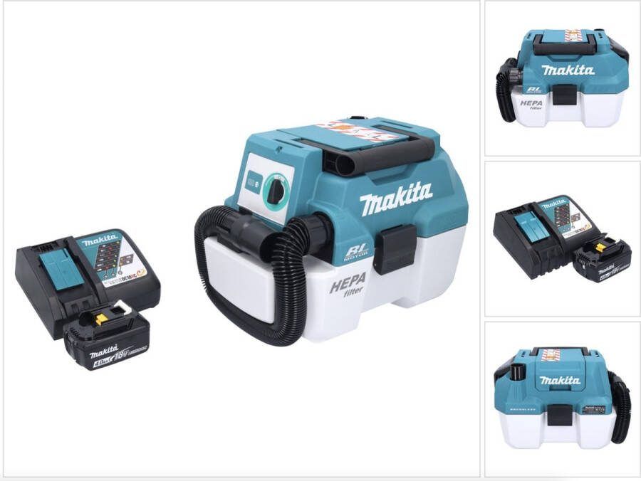 Makita DVC 750 LRM1 accu stofzuiger LXT 18 V 67 mbar 7 5 l borstelloos + 1x oplaadbare accu 4 0 Ah + lader