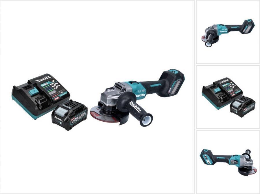 Makita GA 023 GM1 Accu haakse slijper 40 V max. 125 mm Borstelloos XGT + 1x oplaadbare accu 4.0 Ah + lader