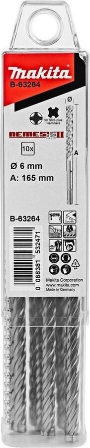 Makita B-63264 P4S:Sds-Plus Boor 6X165Mm 10st