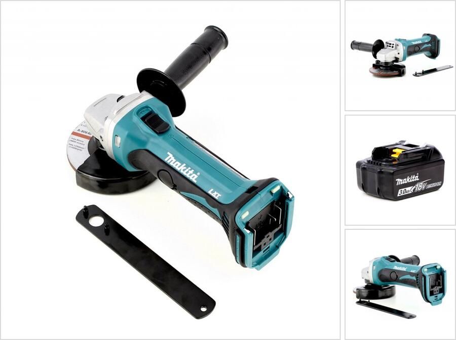 Makita BGA 452 18V Li-ion 115 mm accu haakse slijper + 1x BL1830 B accu