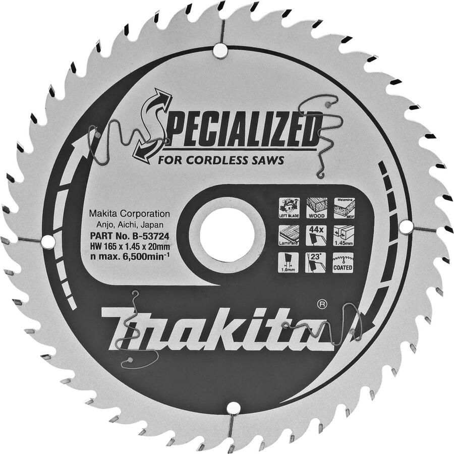 Makita Cirkelzaagblad voor Laminaat Specialized Ø 165mm Asgat 20mm 44T B-53724