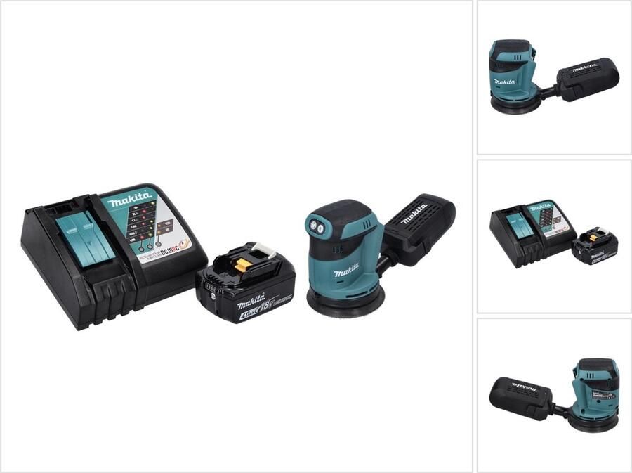 Makita DBO 180 RM1 18 V 125 mm accu excentrische schuurmachine + 1x 4.0 Ah accu + lader