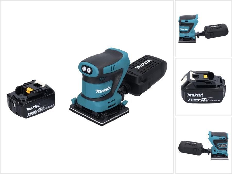 Makita DBO 480 M1 accu vlakschuurmachine 18 V 112 x 102 mm + 1x accu 4.0 Ah zonder lader