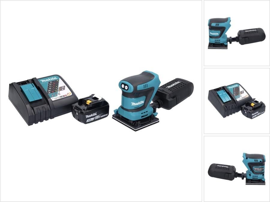 Makita DBO 481 RF1 accu vlakschuurmachine 18 V 112 x 102 mm + 1x accu 3.0 Ah + lader