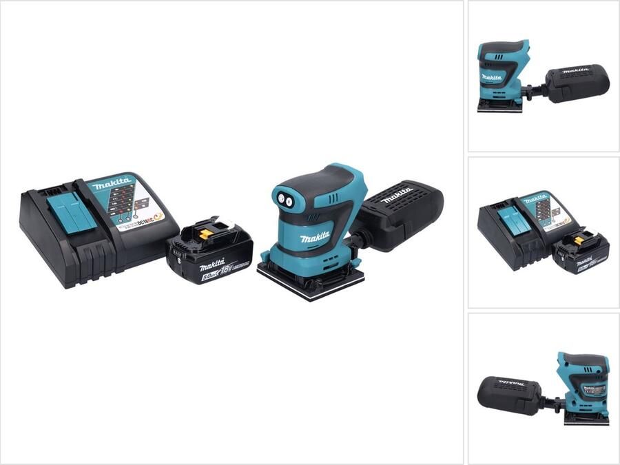 Makita DBO 481 RT1 accu vlakschuurmachine 18 V 112 x 102 mm + 1x oplaadbare accu 5.0 Ah + lader