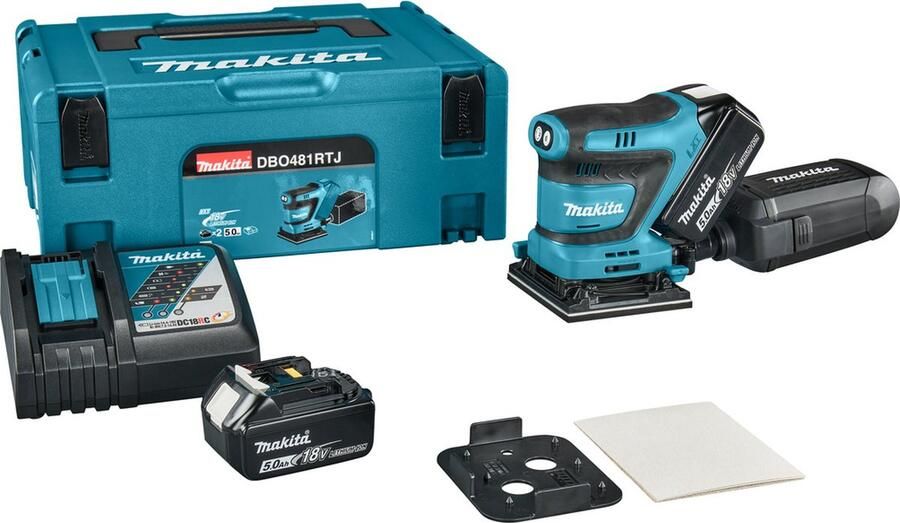 Makita DBO481RTJ Accu Handpalm Vlakschuurmachine 18V 5.0Ah in Mbox