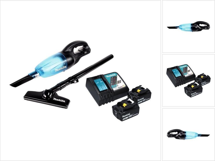 Makita DCL 180 RT B accu stofzuiger 18 V zwart + 2x oplaadbare accu 5.0 Ah + lader