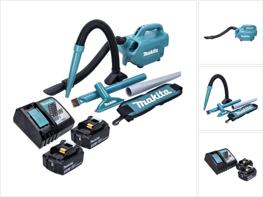 Makita DCL 184 RF snoerloze stofzuiger 18 V 54 mbar 0 5 l + 2x oplaadbare accu 3 0 Ah + lader