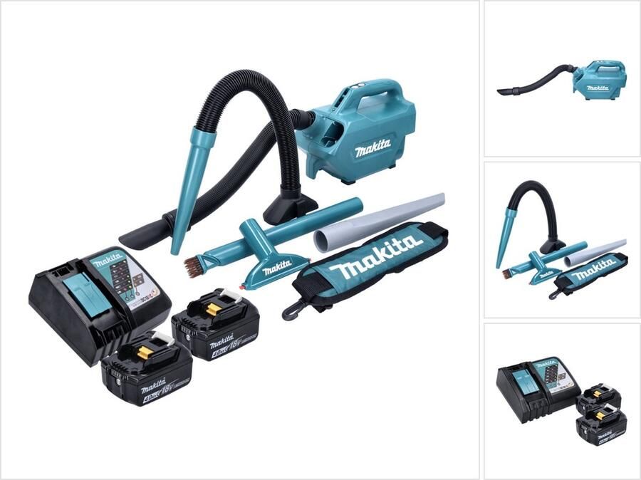 Makita DCL 184 RM accu stofzuiger 18 V 54 mbar 0 5 l + 2x accu 4.0 Ah + lader