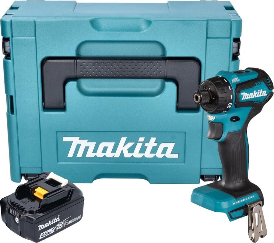 Makita DDF 083 M1J Accuboormachine 18 V 40 Nm 1 4'' borstelloos + 1x oplaadbare accu 4.0 Ah + Makpac zonder lader