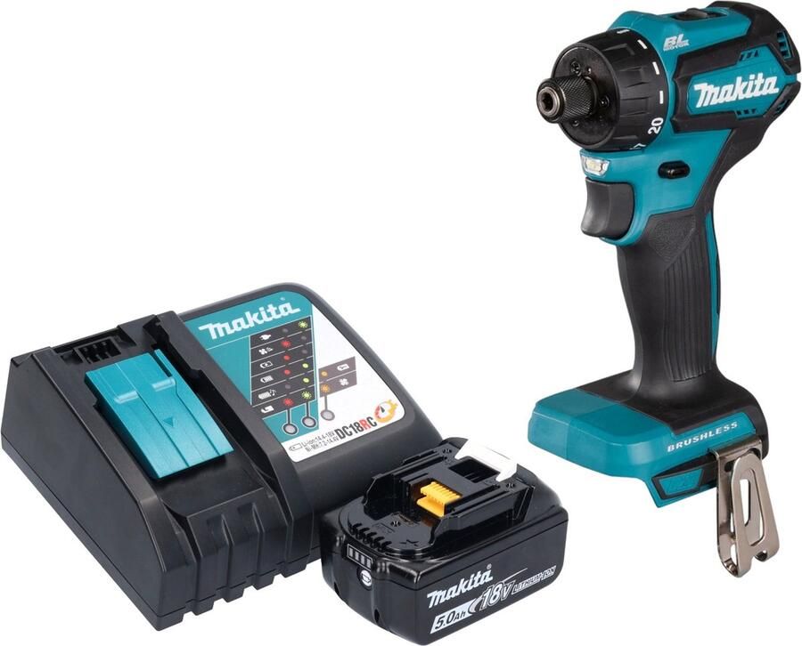 Makita DDF 083 RT1 accuboormachine 18 V 40 Nm 1 4'' borstelloos + 1x oplaadbare accu 5.0 Ah + lader