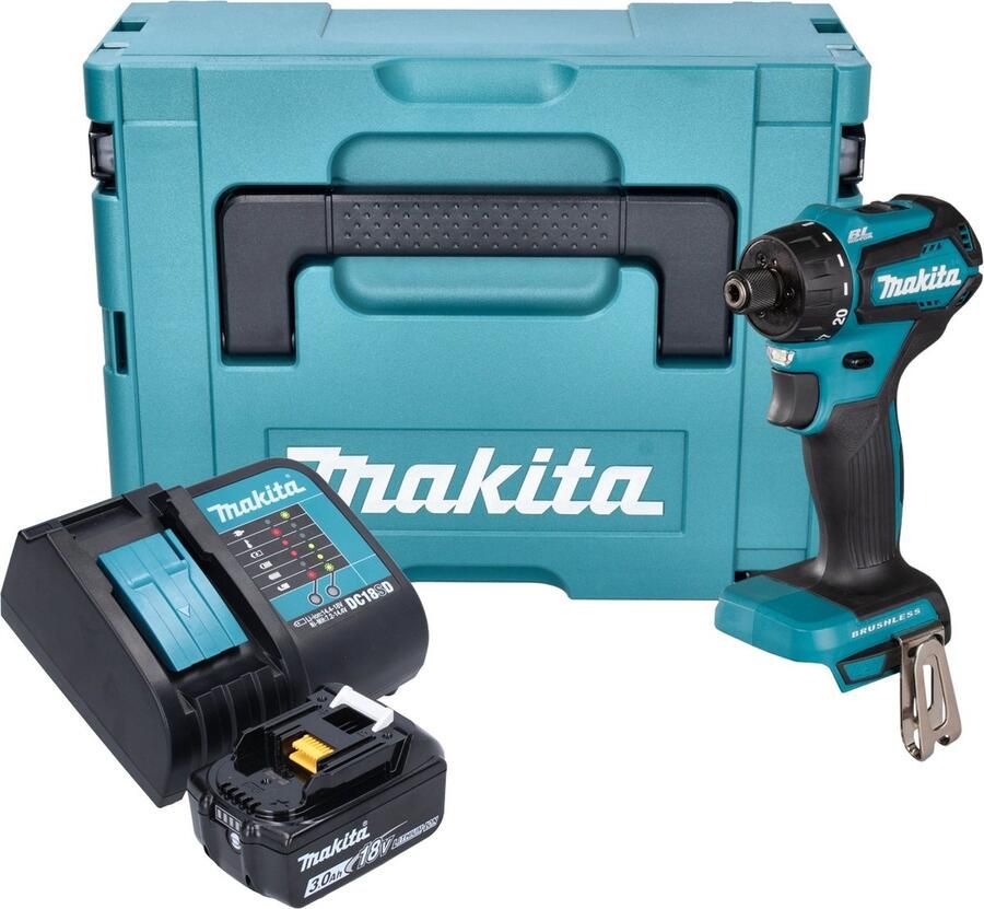Makita DDF 083 SF1J Accuboormachine 18 V 40 Nm 1 4'' borstelloos + 1x oplaadbare accu 3.0 Ah + lader + Makpac
