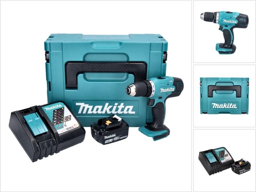 Makita DDF 453 RF1J accuboormachine 18 V 42 Nm + 1x oplaadbare accu 3.0 Ah + lader + Makpac