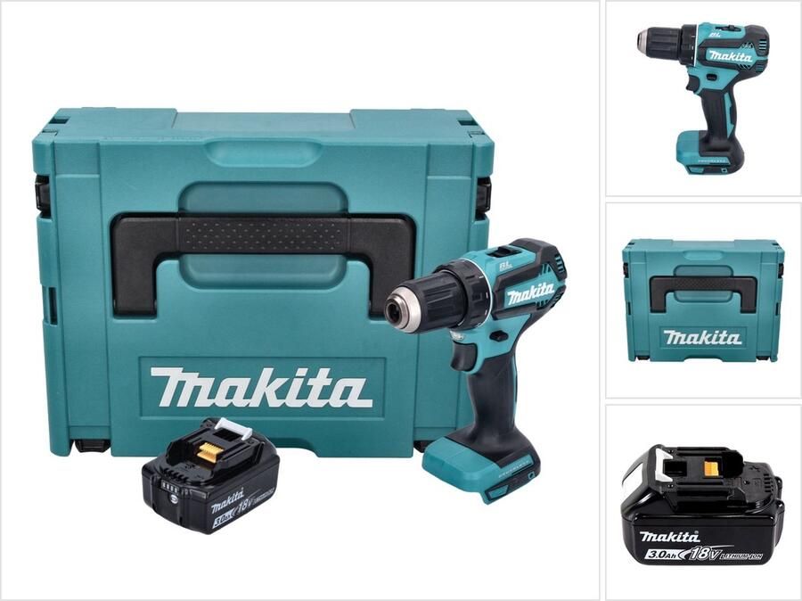 Makita DDF 485 F1J accuboormachine 18 V 50 Nm borstelloos + 1x oplaadbare accu 3.0 Ah + Makpac zonder lader