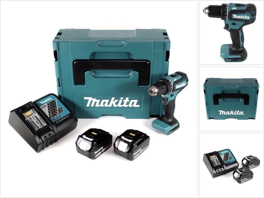 Makita DDF 485 RMJ accuboormachine 18V 50Nm in Makpac + 2x 4.0 Ah accu + lader