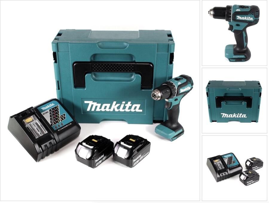 Makita DDF 485 RTJ accuboormachine 18V 50Nm in Makpac + 2x 5.0 Ah accu + lader