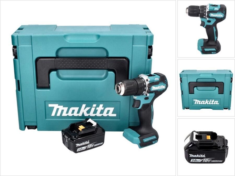 Makita DDF 487 F1J accuboormachine 18 V 40 Nm borstelloos + 1x oplaadbare accu 3.0 Ah + Makpac zonder oplader