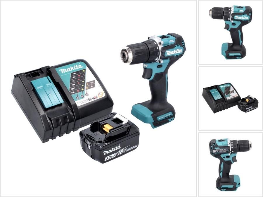 Makita DDF 487 RF1 accuboormachine 18 V 40 Nm borstelloos + 1x oplaadbare accu 3.0 Ah + lader