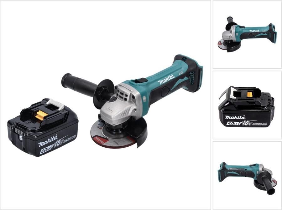 Makita DGA 452 M1 accu haakse slijper 18 V 115 mm + 1x accu 4.0 Ah zonder lader
