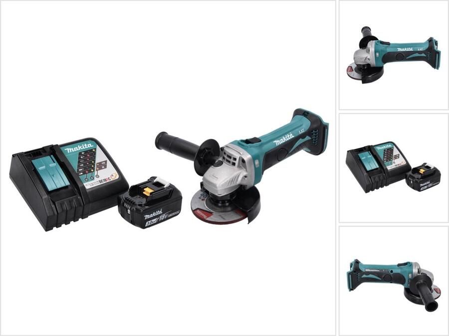 Makita DGA 452 RF1 accu haakse slijper 18 V 115 mm + 1x oplaadbare accu 3.0 Ah + lader