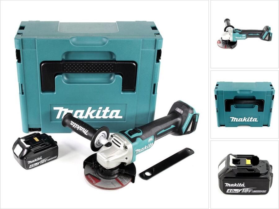 Makita DGA 504 M1J accu haakse slijper 18V 125mm borstelloos + 1x accu 4 0Ah + Makpac zonder lader