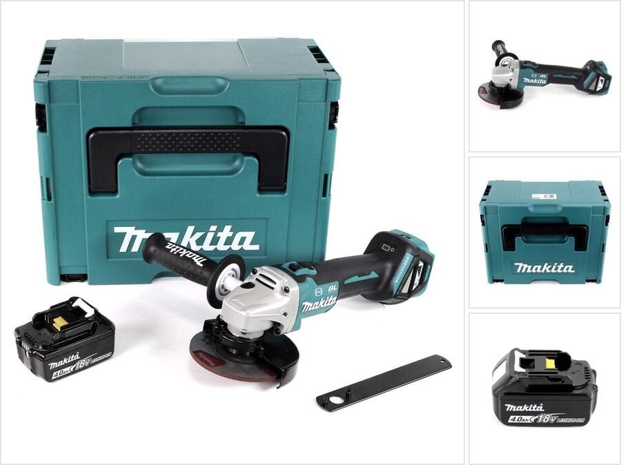 Makita DGA 513 M1J Snoerloze haakse slijper 18V 125mm Brushless + 1x accu 4 0Ah + Makpac zonder lader