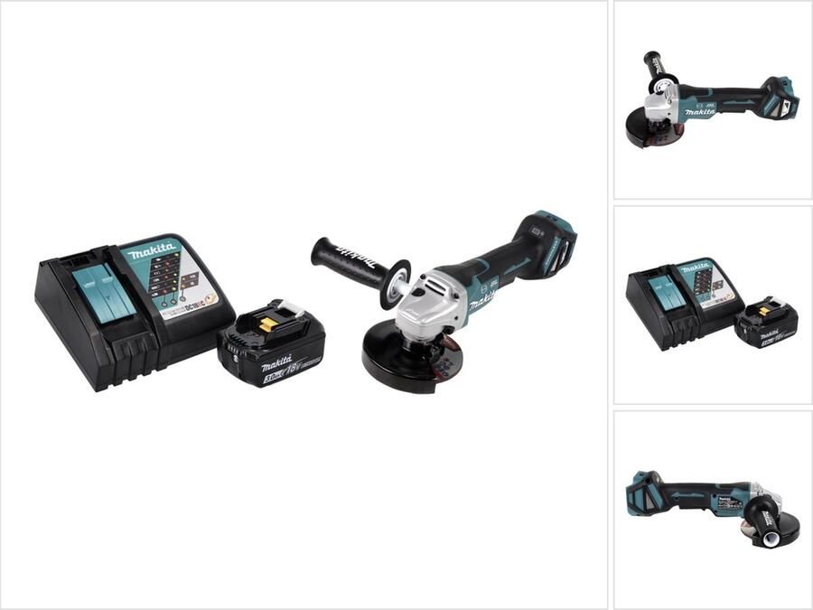 Makita DGA 517 RF1 accu haakse slijper 18 V 125 mm borstelloos + 1x oplaadbare accu 3.0 Ah + lader