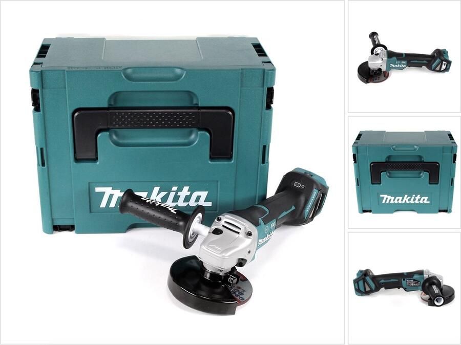 Makita DGA 517 ZJ Snoerloze haakse slijper 18 V 125 mm borstelloos + Makpac zonder accu zonder lader