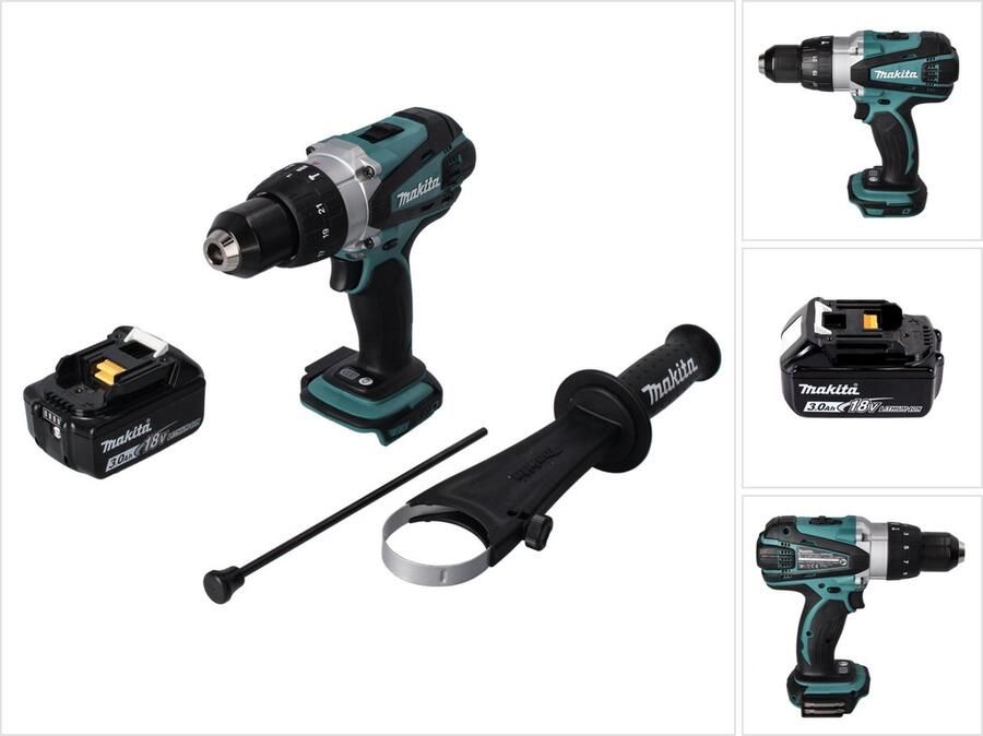 Makita DHP 458 F1 accu klopboormachine 18 V 91 Nm + 1x oplaadbare accu 3.0 Ah zonder oplader
