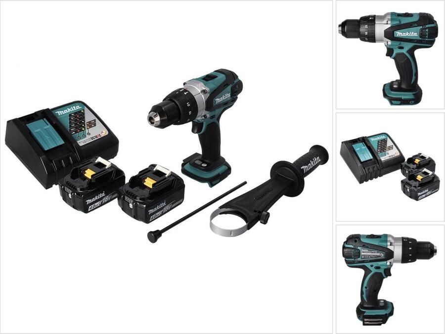 Makita DHP 458 RM accu klopboormachine 18 V 91 Nm + 2x accu 4.0 Ah + lader