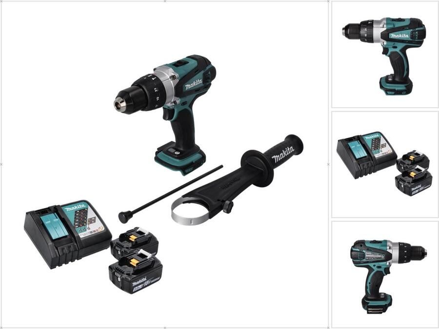 Makita DHP 458 RT accu klopboormachine 18 V 91 Nm + 2x accu 5.0 Ah + lader