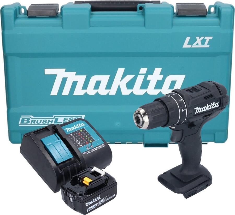 Makita DHP 482 ST1KB Accu klopboormachine 18 V 62 Nm Zwart + 1x oplaadbare accu 5.0 Ah + lader + koffer