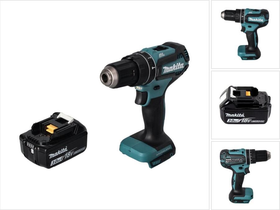 Makita DHP 485 F1 accu klopboormachine 18 V 50 Nm borstelloos + 1x oplaadbare accu 3.0 Ah zonder oplader