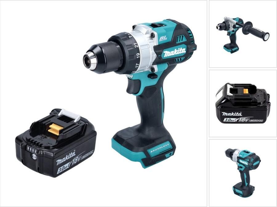 Makita DHP 486 F1 accu klopboormachine 18 V 130 Nm borstelloos + 1x oplaadbare accu 3.0 Ah zonder oplader