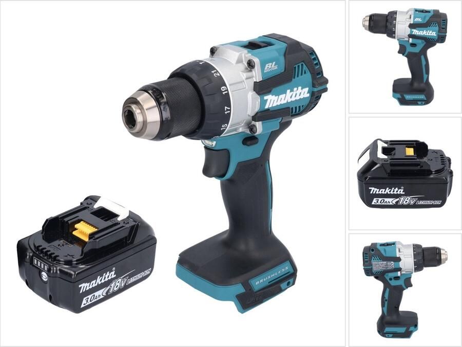 Makita DHP 489 F1 accu klopboormachine 18 V 73 Nm borstelloos + 1x oplaadbare accu 3.0 Ah zonder oplader