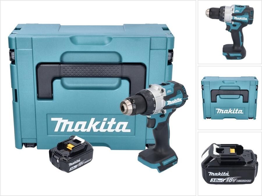 Makita DHP 489 F1J accu klopboormachine 18 V 73 Nm borstelloos + 1x oplaadbare accu 3.0 Ah + Makpac zonder oplader