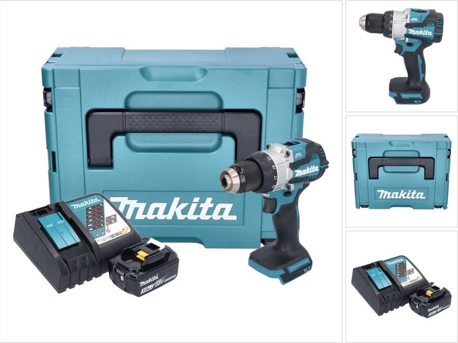 Makita DHP 489 RF1J accu klopboormachine 18 V 73 Nm borstelloos + 1x oplaadbare accu 3.0 Ah + lader + Makpac