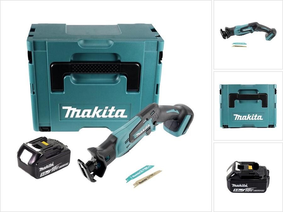 Makita DJR 183 T1J Accu Reciprozaag 18 V + 1x accu 5.0 Ah + Makpac zonder oplader
