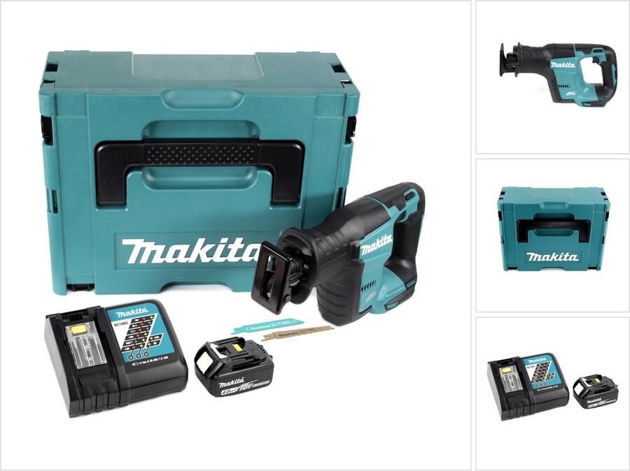 Makita DJR 188 RM1J accu- reciprozaag 18 V borstelloze reciprozaag in Makpac + 1x 4.0 Ah accu + lader
